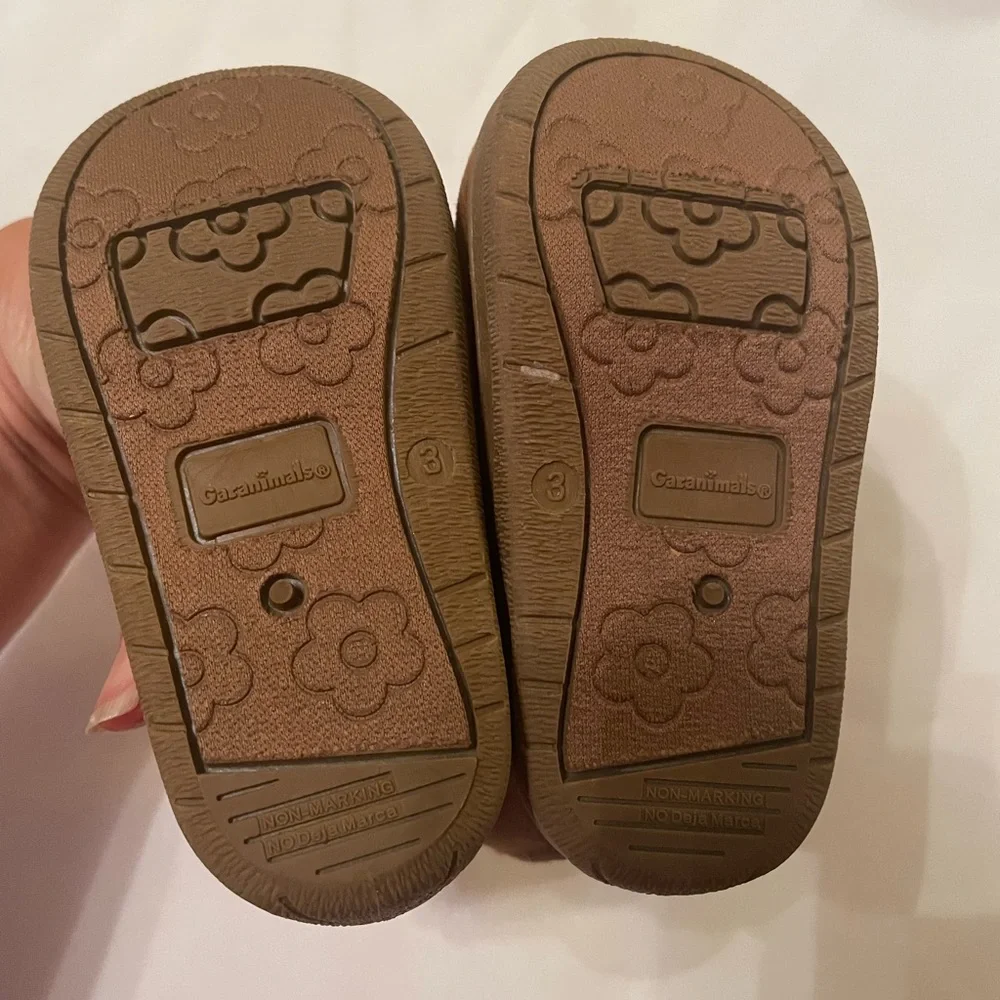 Set of Kids Brown Boots, Pink‎ Bunny Shoes, & Silver Slippers, Size 3